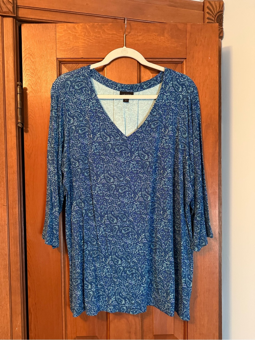 J. Jill Blue Paisley V-Neck Tunic